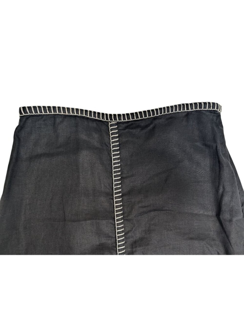 Magaschoni Black Linen Maxi Skirt Whip Stitch Detail Size 10 Quiet Luxury - Picture 5 of 12